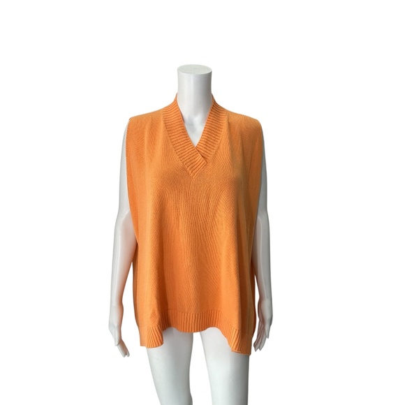 Eskandar Orange V-Neck Sleeveless Sweater Size XL(Size Tag Missing) - Picture 1 of 7